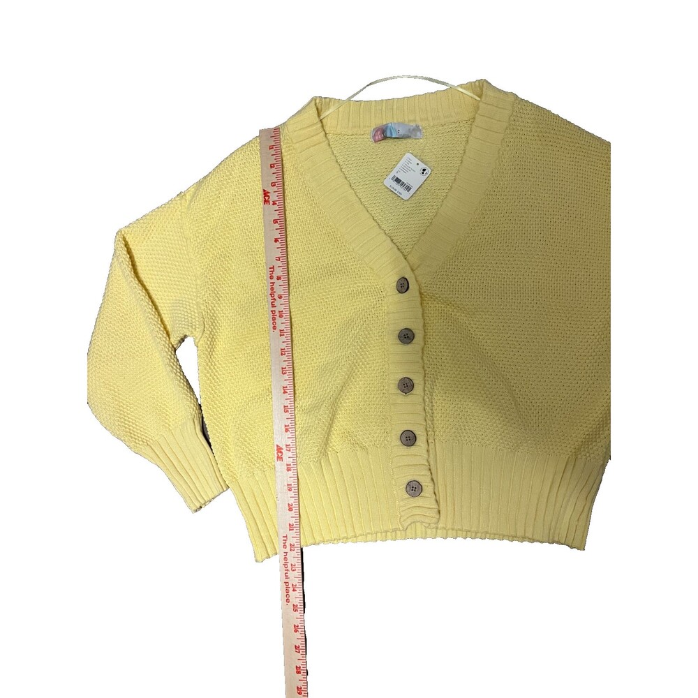 NWT FREE PEOPLE Hailee Waffle Stitch Cardigan & Pants In Yellow Tansy Sz Sm - Picture 5 of 16